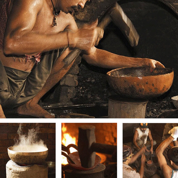 Buddha Stones Handmade Nepal Golden Singing Bowl for Healing and Meditation Sound Bowl Set