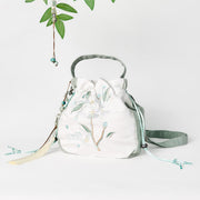 Buddha Stones Embroidered Green Pear Blossom Canvas Tote Crossbody Bag Shoulder Bag Handbag
