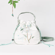 Buddha Stones Embroidered Green Pear Blossom Canvas Tote Crossbody Bag Shoulder Bag Handbag