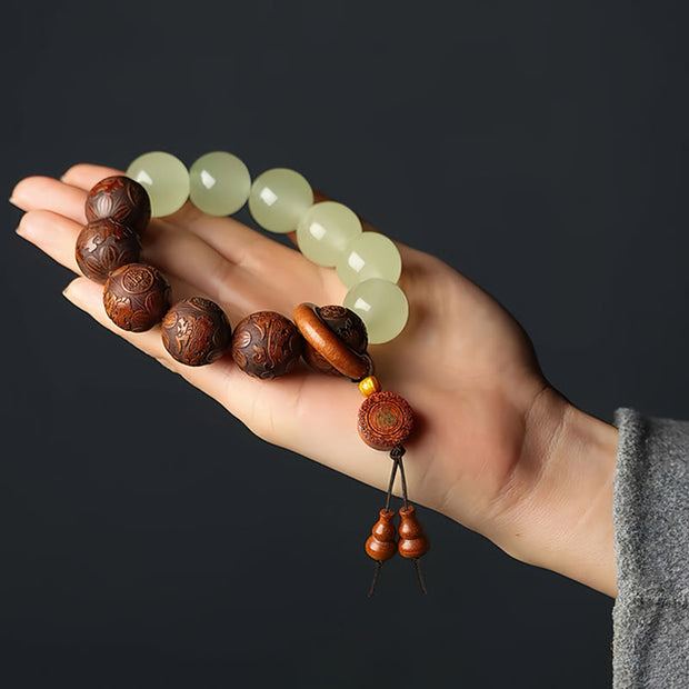 FREE Today: Cure and Warmth Rosewood Engraving PiXiu Fu Character Bracelet