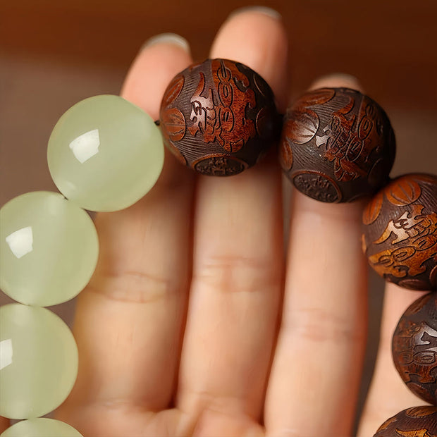 FREE Today: Cure and Warmth Rosewood Engraving PiXiu Fu Character Bracelet