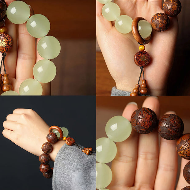FREE Today: Cure and Warmth Rosewood Engraving PiXiu Fu Character Bracelet