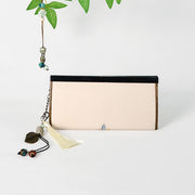 Buddha Stones Magnolia Flower Double-sided Embroidery Large Capacity Cash Holder Wallet Shopping Purse