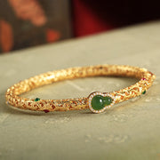 Buddha Stones "Sending Health and Good Fortune" Cyan Jade Copper Bangle Includes Gift Message Card - image 16
