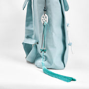 Buddha Stones Handmade Blue Lotus Embroidered Large Capacity Canvas Backpack