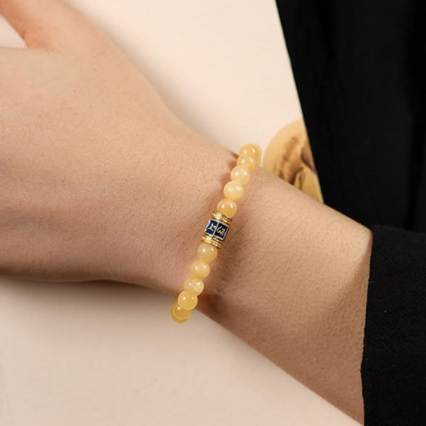Buddha Stones Topaz Beads Om Mani Padme Hum Fortune Bracelet