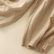 Buddha Stones Summer Embroidery Pure Color Patchwork Design Women's Cotton Linen Pants With Pockets