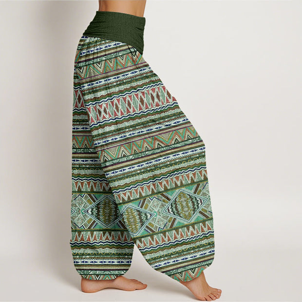 Buddha Stones Casual Tribal Style Geometric Pattern Women's Elastic Waist Harem Pants