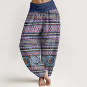Buddha Stones Casual Tribal Style Geometric Pattern Women's Elastic Waist Harem Pants