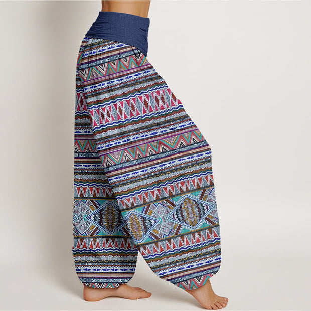 Buddha Stones Casual Tribal Style Geometric Pattern Women's Elastic Waist Harem Pants