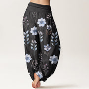 Buddha Stones Casual Delicate Floral Leaves Pattern Women's Elastic Waist Harem Pants - image 3