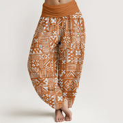 Buddha Stones Casual Tribal-inspired Geometric Pattern Women's Elastic Waist Harem Pants
