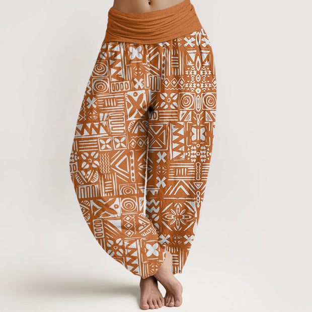 Buddha Stones Casual Tribal-inspired Geometric Pattern Women's Elastic Waist Harem Pants