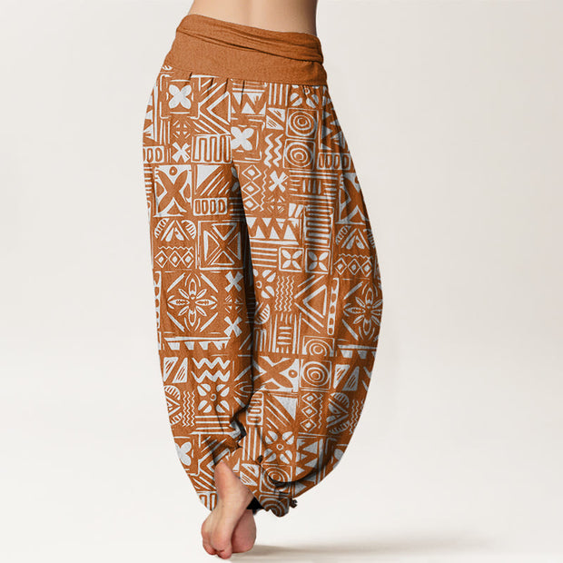 Buddha Stones Casual Tribal-inspired Geometric Pattern Women's Elastic Waist Harem Pants