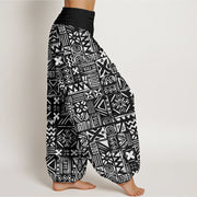 Buddha Stones Casual Tribal-inspired Geometric Pattern Women's Elastic Waist Harem Pants