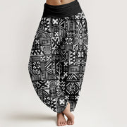 Buddha Stones Casual Tribal-inspired Geometric Pattern Women's Elastic Waist Harem Pants