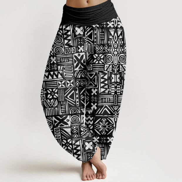 Buddha Stones Casual Tribal-inspired Geometric Pattern Women's Elastic Waist Harem Pants