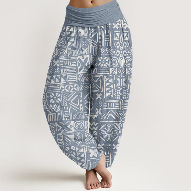 Buddha Stones Casual Tribal-inspired Geometric Pattern Women's Elastic Waist Harem Pants