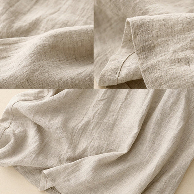 Buddha Stones Casual Daily Sleeveless Irregular Design Cotton Linen Midi Dress With Pockets