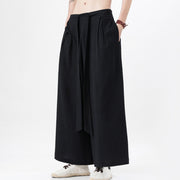 Buddha Stones Spring Casual Sports Drawstring Design Men's Cotton Linen Wide Leg Pants With Pockets