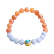 Buddha Stones Natural Peach Moonstone Aquamarine Soothing Bracelet