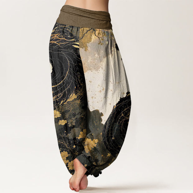 Buddha Stones Casual Dragon Ancient Tree Pattern Women's Elastic Waist Harem Pants - image 3
