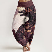 Buddha Stones Casual Dragon Ancient Tree Pattern Women's Elastic Waist Harem Pants - RosyBrown - US22，UK/AU26，EU54 (6XL) - image 5