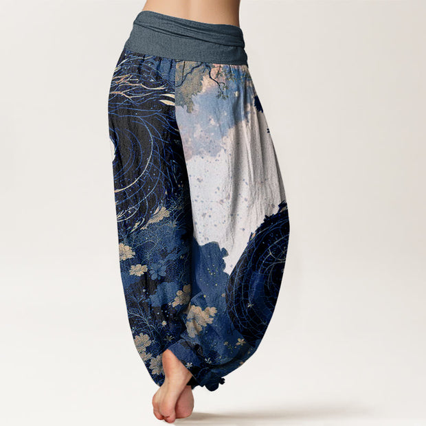 Buddha Stones Casual Dragon Ancient Tree Pattern Women's Elastic Waist Harem Pants - image 10