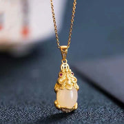 Buddha Stones White Jade PiXiu Wealth Luck Chain Necklace Pendant