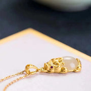 Buddha Stones White Jade PiXiu Wealth Luck Chain Necklace Pendant