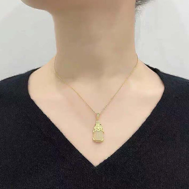 Buddha Stones White Jade PiXiu Wealth Luck Chain Necklace Pendant