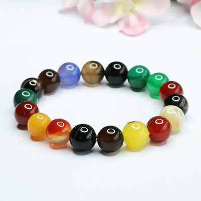Buddha Stones Natural Colorful Chalcedony Agate Harmony Bracelet