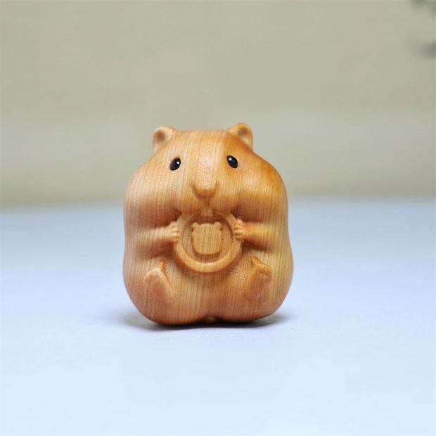 Buddha Stones Mini Thuja Sutchuenensis Wood Cookie Hamster Mouse Statue Optimistic Decoration