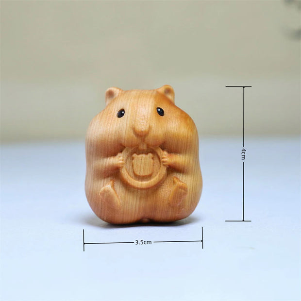Buddha Stones Mini Thuja Sutchuenensis Wood Cookie Hamster Mouse Statue Optimistic Decoration
