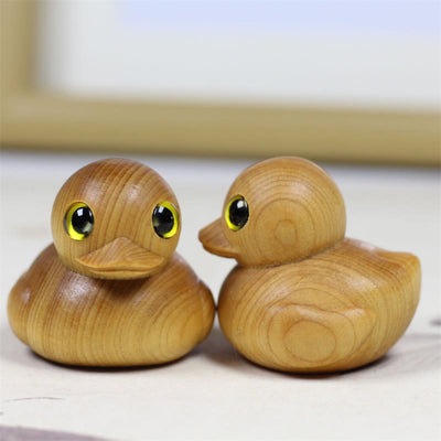 Buddha Stones Mini Thuja Sutchuenensis Wood Cute Duck Statue Prosperity Decoration