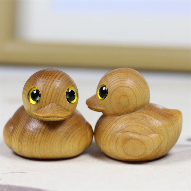 Buddha Stones Mini Thuja Sutchuenensis Wood Cute Duck Statue Prosperity Decoration