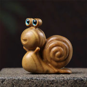 Buddha Stones Mini Green Sandalwood Snail Carved Cure Desk Decoration