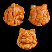 Buddha Stones Mini Small Nine Tailed Fox Sandalwood Healing Decoration