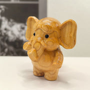 Buddha Stones Mini Sandalwood Elephant Carved Healing Decoration
