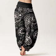 Buddha Stones Casual Elegant Paisley Floral Pattern Women's Elastic Waist Harem Pants - image 3