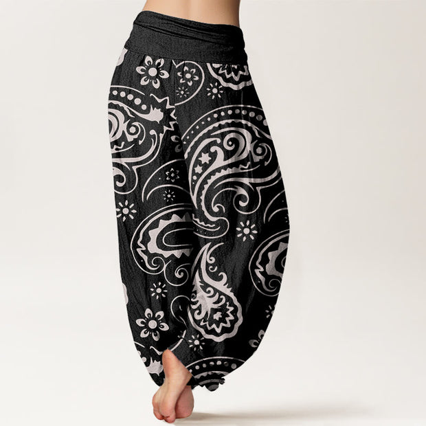 Buddha Stones Casual Elegant Paisley Floral Pattern Women's Elastic Waist Harem Pants - image 3