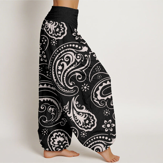 Buddha Stones Casual Elegant Paisley Floral Pattern Women's Elastic Waist Harem Pants - image 2