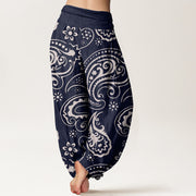 Buddha Stones Casual Elegant Paisley Floral Pattern Women's Elastic Waist Harem Pants - image 7