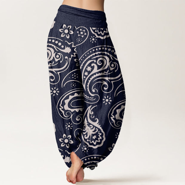 Buddha Stones Casual Elegant Paisley Floral Pattern Women's Elastic Waist Harem Pants - image 7