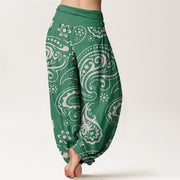 Buddha Stones Casual Elegant Paisley Floral Pattern Women's Elastic Waist Harem Pants - image 10