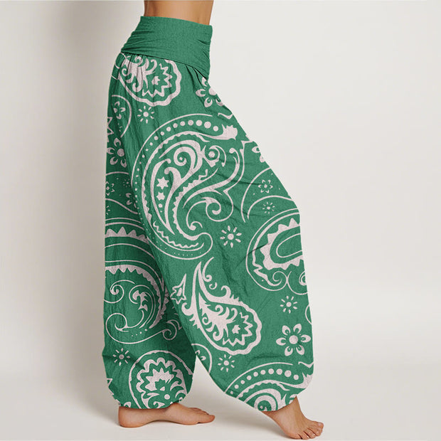 Buddha Stones Casual Elegant Paisley Floral Pattern Women's Elastic Waist Harem Pants - image 9