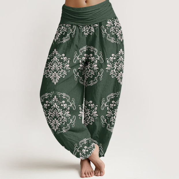 Buddha Stones Casual Symmetrical Floral Motifs Women's Elastic Waist Harem Pants - ForestGreen - US22，UK/AU26，EU54 (6XL) - image 1
