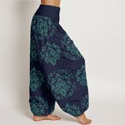 Buddha Stones Casual Symmetrical Floral Motifs Women's Elastic Waist Harem Pants - image 6