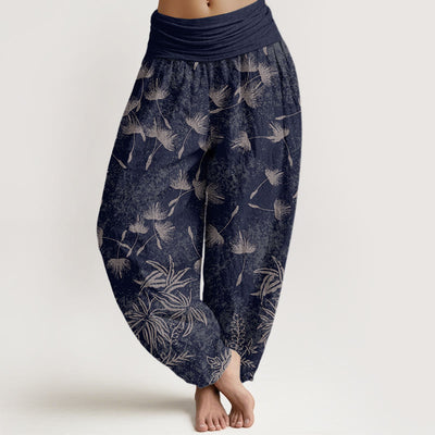 Buddha Stones Casual Plant Dandelion Seed Pattern Women's Elastic Waist Harem Pants
