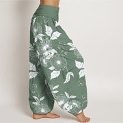 Buddha Stones Casual Vine Flowers Leaves Pattern Women's Elastic Waist Harem Pants - image 7